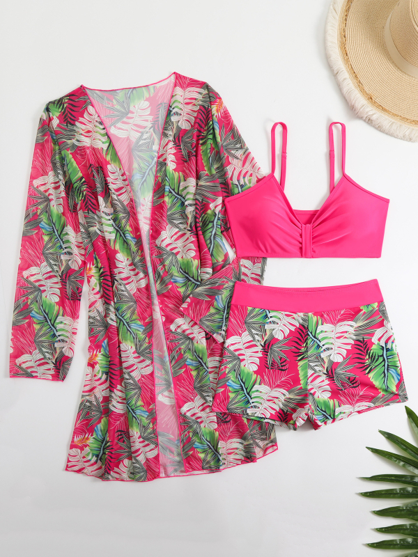 Trodjelni bikini set s otiskom, s jastucima za prsa, poliester 82/18, podstava 95/5, za odrasle žene