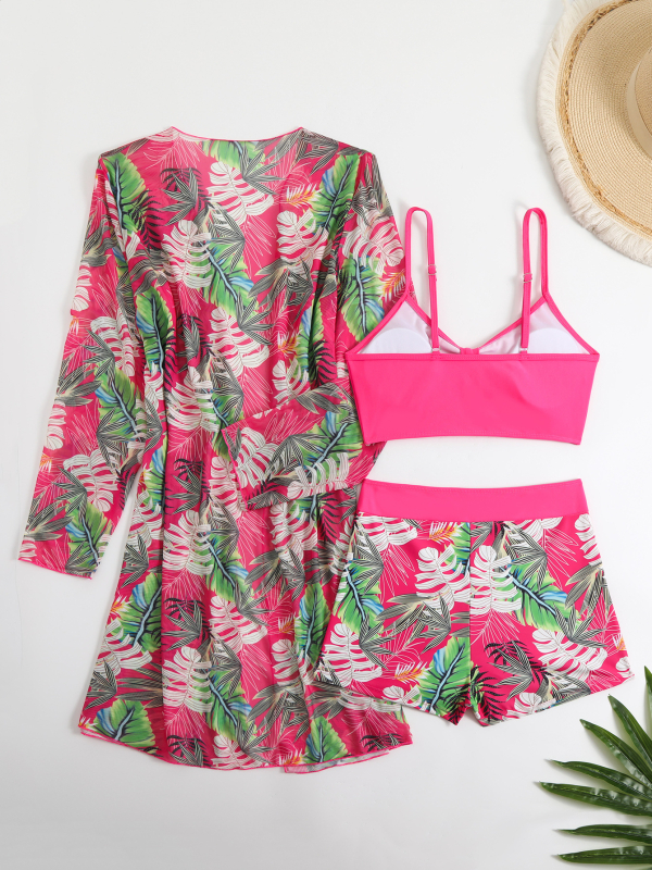 Trodjelni bikini set s otiskom, s jastucima za prsa, poliester 82/18, podstava 95/5, za odrasle žene