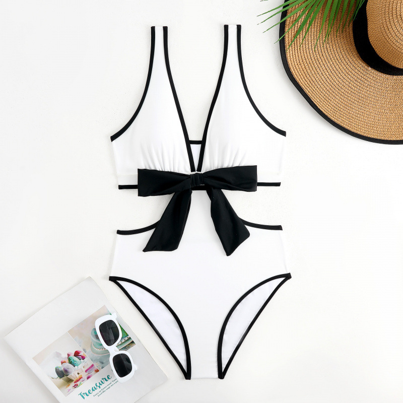 Costum de baie întreg pentru femei – design split, sexy, decupat la spate, cupe cu bureți, nylon, căptușeală poliester