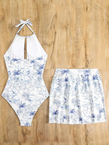 Δύο-τμήμα μπικίνι για γυναίκες, ethnic στυλ, με επενδεδυμένο στήθος, χωρίς μπανέλες, sexy ανοιχτό πλάτης, πολυεστέρας με επένδυση από σπαντέξ