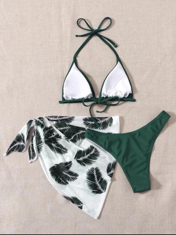 Háromrészes női bikini a strandra tie-dye mintával; poliészter anyag és poliészter bélés; melltartóbetét, acélos alátámasztás nélkül; felnőtt nőknek.