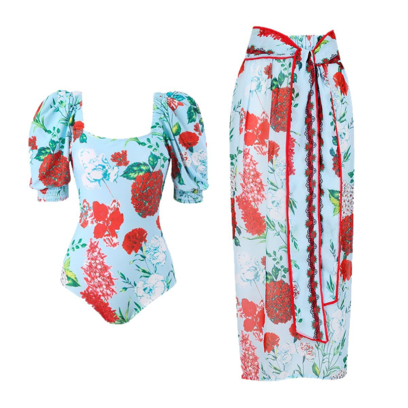 Ολόσωμο γυναικείο μαγιό με ψηλή μέση και φούστα από δίχτυ, γρήγορο στέγνωμα, επένδυση στήθους, χωρίς μανίκια