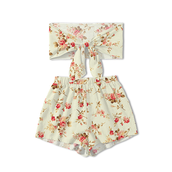 Σετ δύο τεμαχίων με τοπ χωρίς τιράντες και ζωικό μοτίβο, χωρίς μανίκια, ύφασμα πολυεστέρα-ελαστάνη, καλοκαίρι 2024