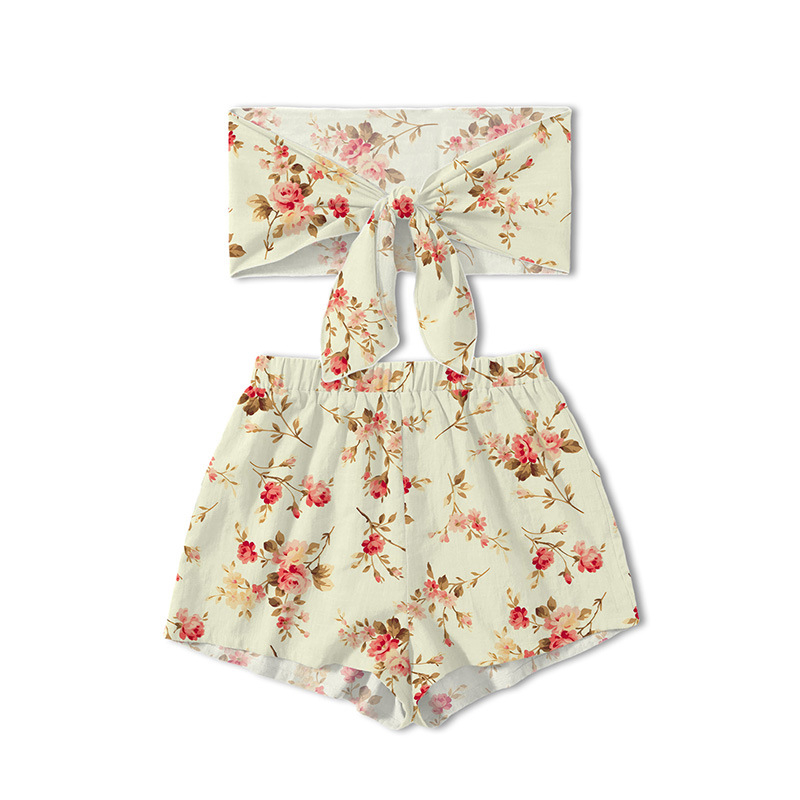 Σετ δύο τεμαχίων με τοπ χωρίς τιράντες και ζωικό μοτίβο, χωρίς μανίκια, ύφασμα πολυεστέρα-ελαστάνη, καλοκαίρι 2024