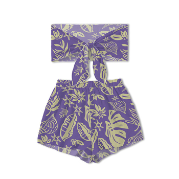 Γυναικείο δίδυμο σετ με strapless τοπ, εκτύπωση ζωικού μοτίβου, πολυεστέρα-ελαστάν μίγμα, καλοκαίρι 2024