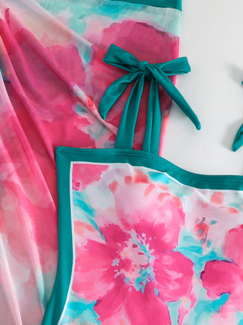 Γυναικείο ολόσωμο μαγιό με εκτύπωση, πολυεστέρας με επένδυση σπάντεξ, χωρίς μανίκια, με επένδυση στήθους