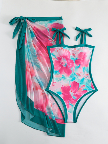 Γυναικείο ολόσωμο μαγιό με εκτύπωση, πολυεστέρας με επένδυση σπάντεξ, χωρίς μανίκια, με επένδυση στήθους