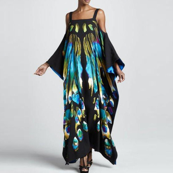 Strandfedő ruházat pántos, hosszú strandszoknya, gradiens mintázat, gyorsan száradó poliészter