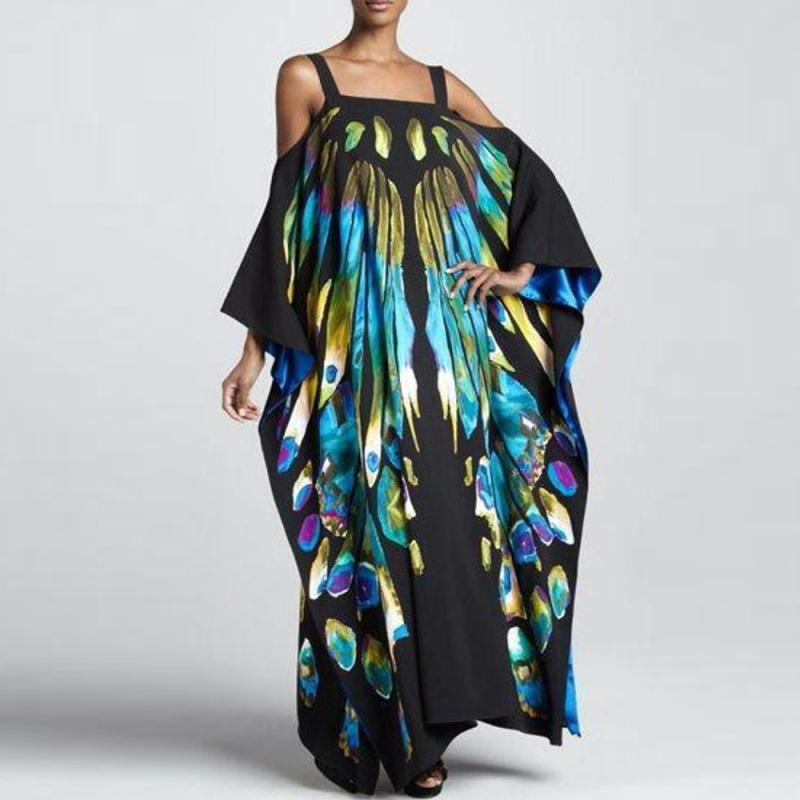 Strandfedő ruházat pántos, hosszú strandszoknya, gradiens mintázat, gyorsan száradó poliészter