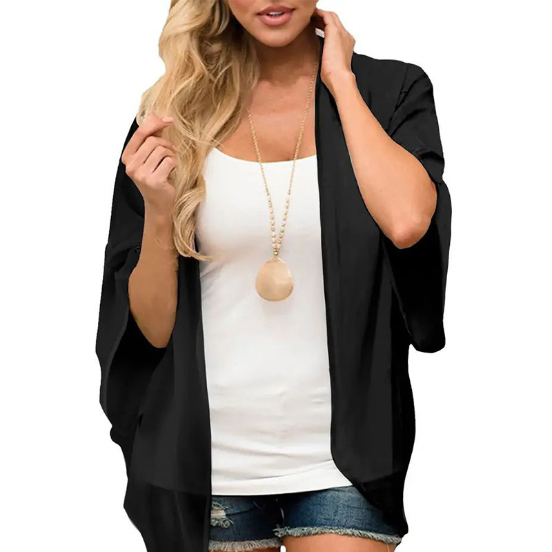 Bluza de maternitate din chiffon, mâneci semi-lungi, culoare solidă, material poliester, stil de vară japonezo-coreean lejer