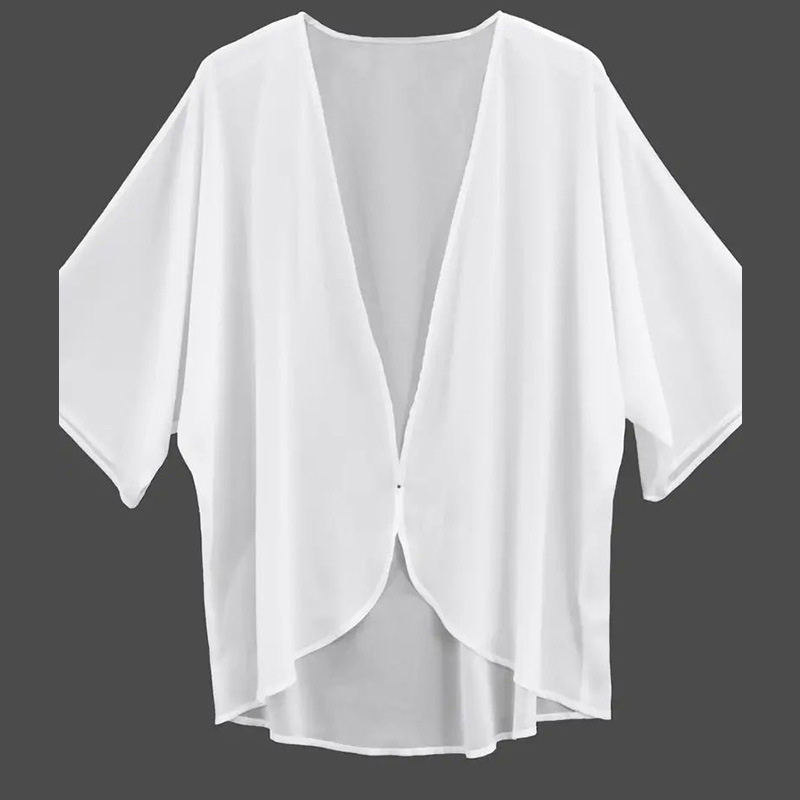 Bluza de maternitate din chiffon, mâneci semi-lungi, culoare solidă, material poliester, stil de vară japonezo-coreean lejer