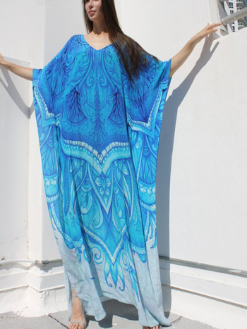 Rochie-cover-up de plajă pentru femei – croială lejeră în stil roabă, protecție solară, poliester, căptușeală poliester, 180 g, potrivită pentru înot și apă cu adâncime mică