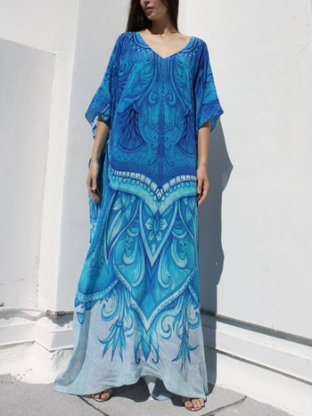 Γυναικείο παραλιακό κάλυμμα-φόρεμα – χαλαρό στιλ ρόμπας, αντηλιακή προστασία, πολυεστέρας με επένδυση πολυεστέρα, 180 g, κατάλληλο για κολύμβηση και βάδισμα σε ρηχές περιοχές