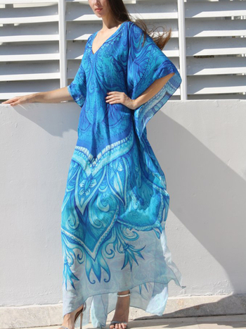 Γυναικείο παραλιακό κάλυμμα-φόρεμα – χαλαρό στιλ ρόμπας, αντηλιακή προστασία, πολυεστέρας με επένδυση πολυεστέρα, 180 g, κατάλληλο για κολύμβηση και βάδισμα σε ρηχές περιοχές