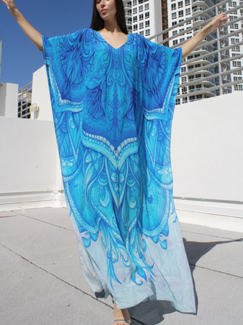 Γυναικείο παραλιακό κάλυμμα-φόρεμα – χαλαρό στιλ ρόμπας, αντηλιακή προστασία, πολυεστέρας με επένδυση πολυεστέρα, 180 g, κατάλληλο για κολύμβηση και βάδισμα σε ρηχές περιοχές