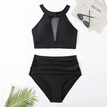 Costum de baie două piese, triunghiular, gât halter, bureți pentru bust, poliester țesătură, căptușeală poliester, pentru înot