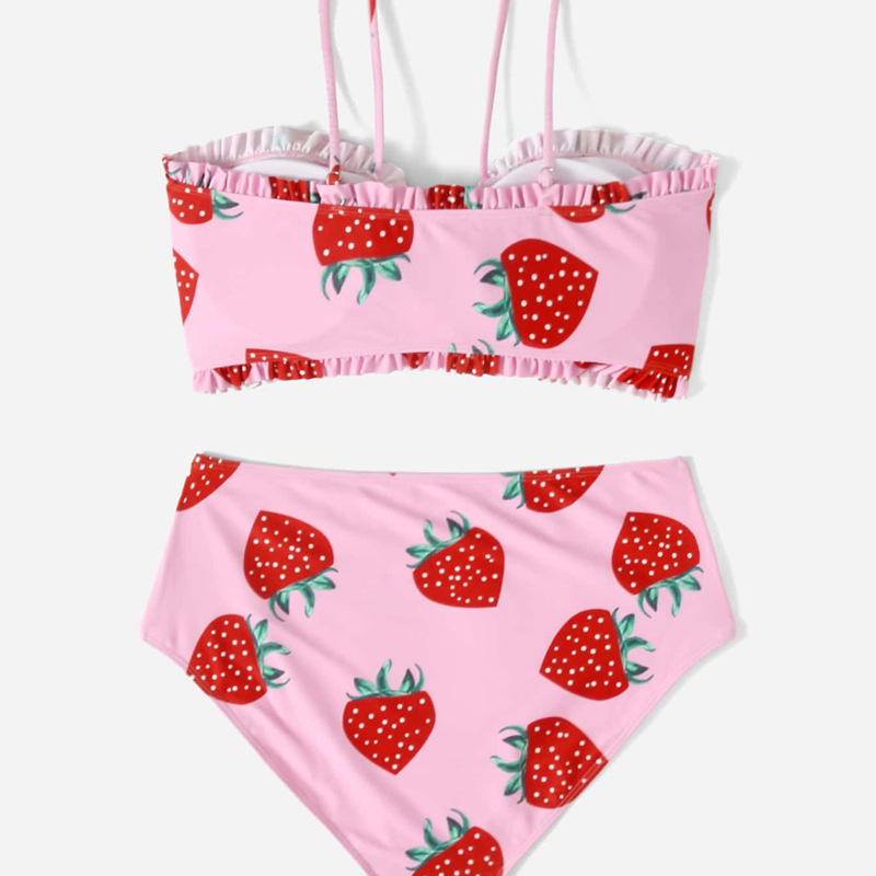 Plusz méretű női két részes úszónadrág, magas derék, Cartoon mintázat, párnázott kosár, acél nélkül, poliészter 82% anyag; bélés 95% poliészter