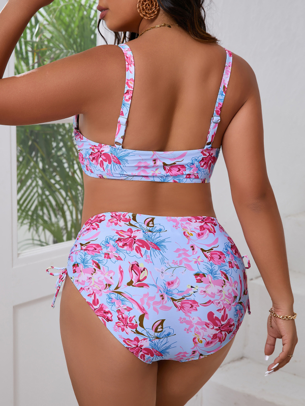 Ženski dvodijelni bikini s floralnim uzorkom, s umetkom za grudni dio, brzo sušenje, poliester-elastan materijal