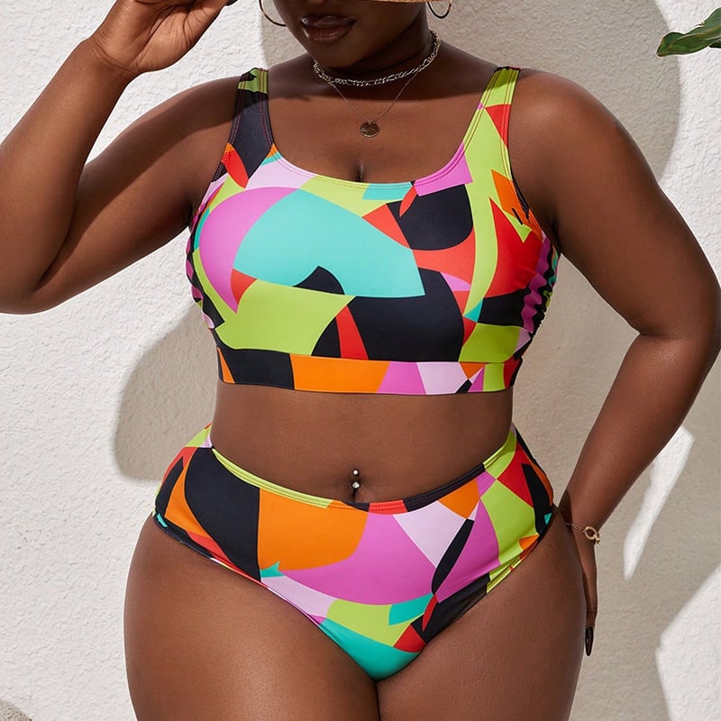 Costum de baie pentru femei cu wrap la bust, talie înaltă, elasticitate ridicată, cupă pentru bust, poliester cu căptușeală din spandex