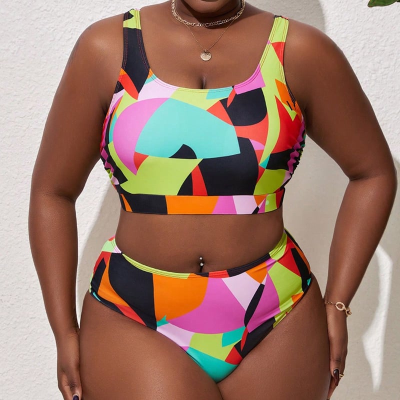 Costum de baie pentru femei cu wrap la bust, talie înaltă, elasticitate ridicată, cupă pentru bust, poliester cu căptușeală din spandex