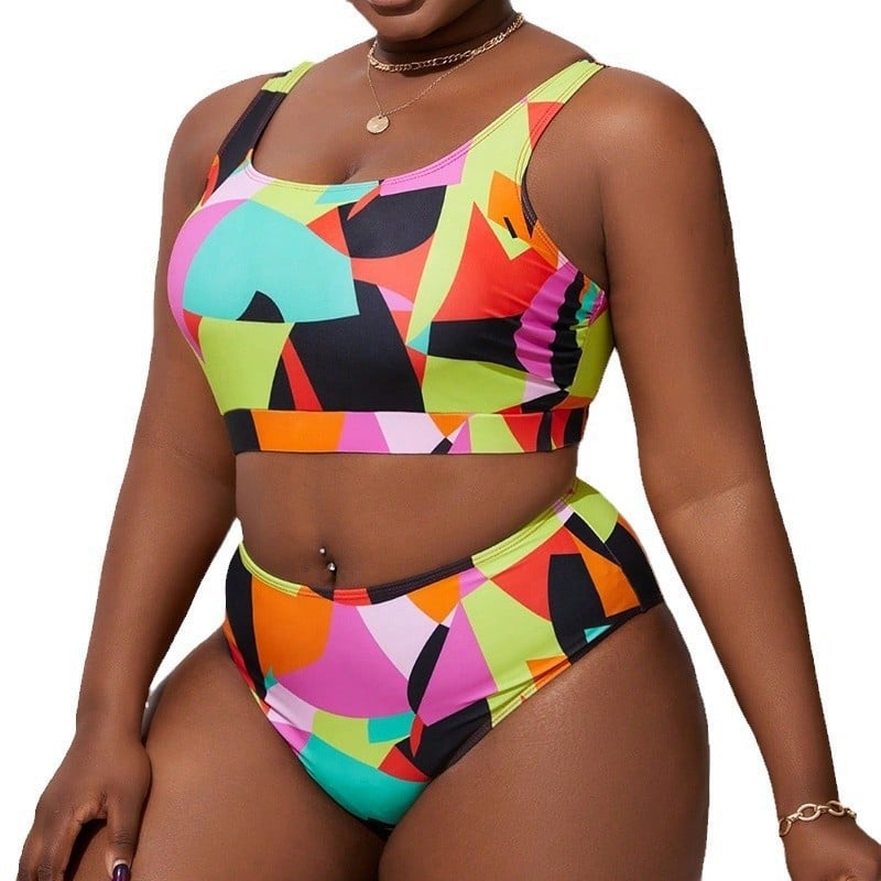 Costum de baie pentru femei cu wrap la bust, talie înaltă, elasticitate ridicată, cupă pentru bust, poliester cu căptușeală din spandex
