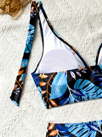 Γυναικείος μαγιό υψηλής μέσης με φλοράλ σχέδιο, με επένδυση στήθους, χωρίς μανίκια, από πολυεστέρα με επένδυση από ελαστάν