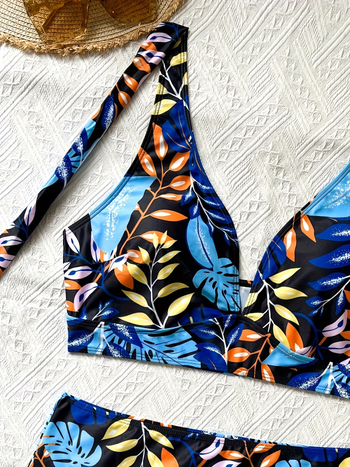 Γυναικείος μαγιό υψηλής μέσης με φλοράλ σχέδιο, με επένδυση στήθους, χωρίς μανίκια, από πολυεστέρα με επένδυση από ελαστάν