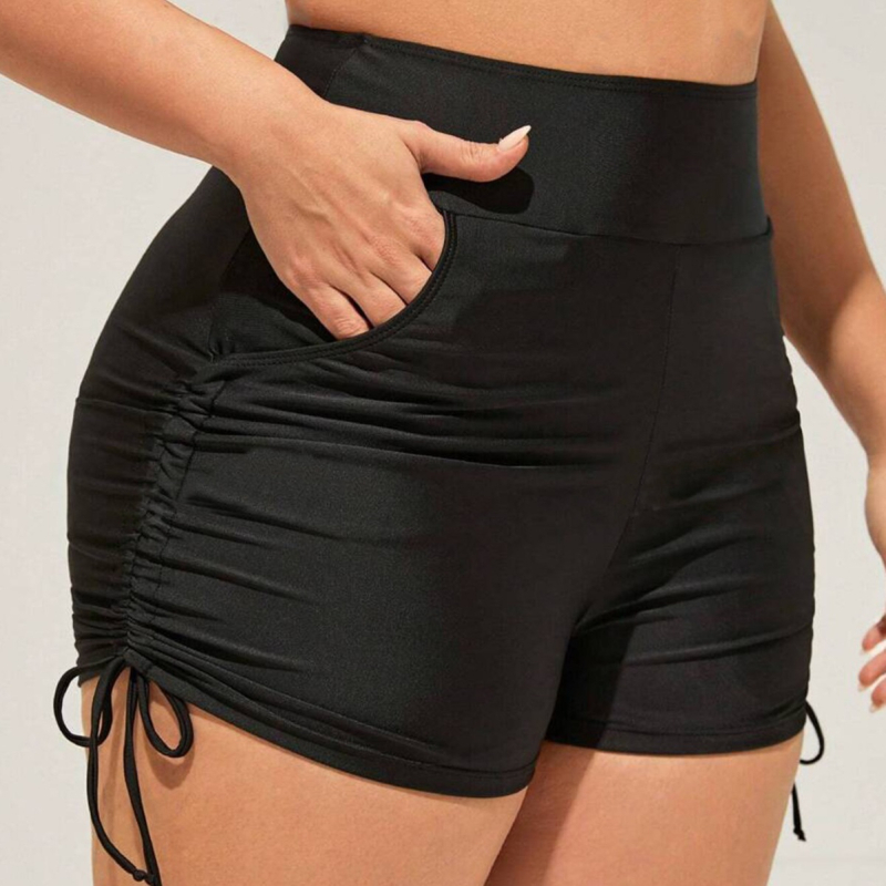 Huichi ženske bikini šorceve s plisiranim dizajnom za oblikovanje trbuha, materijal poliester 82/18, podstava poliester 82/18, gustoća tkanine 100 g/m²