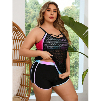 Γυναικείο μαγιό tankini με διαχωρισμένο σχέδιο, πίσω χωρίς πλάτη, sexy σχεδίαση, επένδυση για το στήθος, πολυεστέρας 82% + επένδυση από σπαντέξ 18%