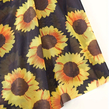 Γυναικείο ολόσωμο μαγιό με εκτύπωση ηλιοτρόπιο, πολυεστερική ύφανση, επένδυση στήθους, χωρίς ενίσχυση, χωρίς μανίκια