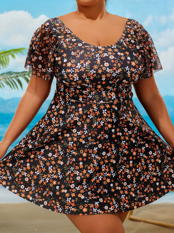 Sea Miracle γυναικείος μαγιό με ψηφιακή εκτύπωση μικρών λουλουδιών, με επένδυση στήθους, ύφασμα νάιλον, επένδυση νάιλον, 250 g/m2