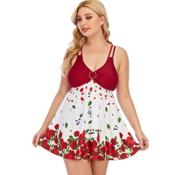 Costum de baie din două piese, cu fustă și pernă la cupă; material: 85% poliester, căptușeală: 85% poliester + 15% spandex; greutate țesătură: 380 g