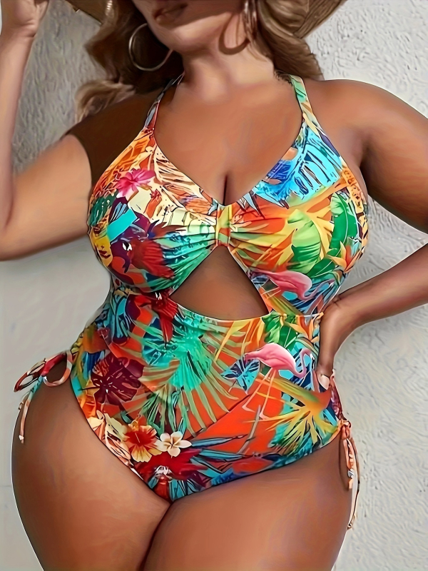 Costum de baie întreg pentru femei, sexy, imprimeu, croială strânsă, cu bureți pentru bust, poliester