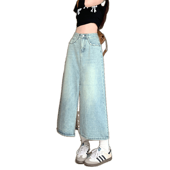 Τζιν φούστα μεσαίου μήκους, υψηλής μέσης και σχίσιμο, Καλοκαίρι 2025