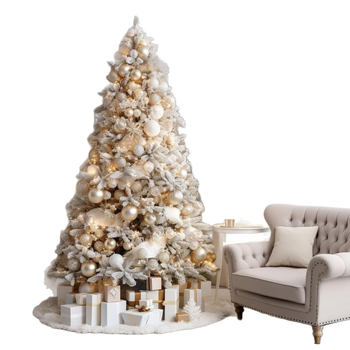 Kalėdų eglutės sijonas iš fliso, balta ilga dirbtinė kailinė, Kalėdų stilius, pusiau rankų darbo