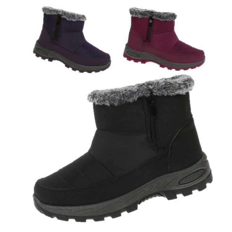 Ghete de iarnă pentru femei, partea superioară din piele sintetică, talpă din cauciuc, înălțime peste gleznă, stil European și American