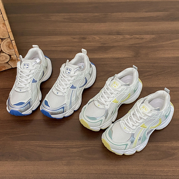 Γυναικείες καθημερινές sneakers εμπνευσμένες από Forrest Gump, PU πάνω μέρος, στρογγυλή μύτη, μεσαίο ύψος τακουνιού 3–5 cm