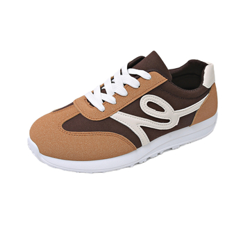 Γυναικεία αθλητικά παπούτσια με μπλοκ χρωμάτων και φαρδιά σόλα, PU επάνω μέρος, κορδόνια, στρογγυλή μύτη