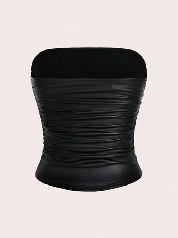 Γυναικείος τοπ χωρίς τιράντες, στενή εφαρμογή, πολύ κοντό μήκος έως 40 εκ, πολυεστέρας 95%+, Καλοκαίρι 2025