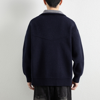 Мъжки кардиган, минималистичен стил, свободен силует, яка, акрилен материал