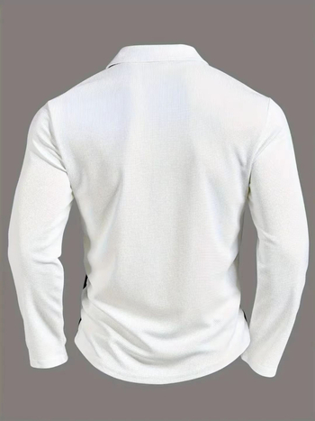 Vyriski ilgomis rankovėmis polo Henley marškiniai, vafelinio audinio, grotelės raštas, patchwork detalės, 96% poliesteris