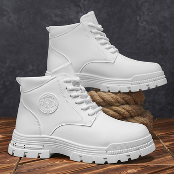 Vīriešu Martin zābaki ar PU augšējo daļu, gumijas zole, apaļš purns, priekšējā šņorēšana, vidējā augšējā daļa