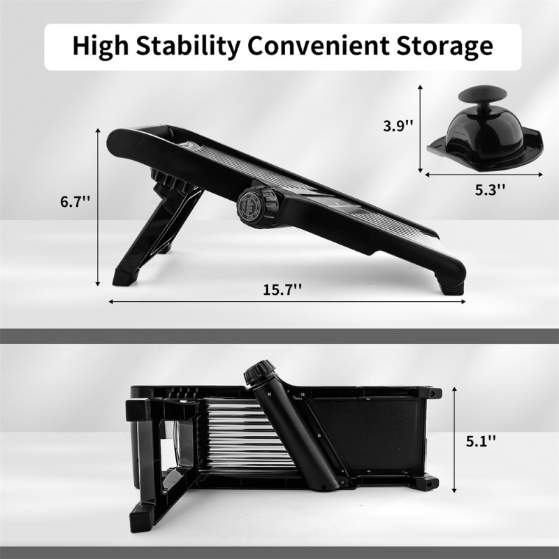 Reguliuojama mandolininė pjaustyklė daržovėms, daugiafunkcinis daržovių pjaustytuvas, ABS+SS+PP+TPR konstrukcija