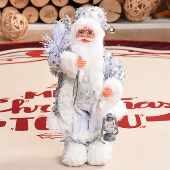 Pliušinis Kalėdų senelio figūrėlė, stovinti poza, spindintys akcentai, Kalėdinė dekoracija, prekės numeris 723