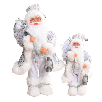 Pliušinis Kalėdų senelio figūrėlė, stovinti poza, spindintys akcentai, Kalėdinė dekoracija, prekės numeris 723