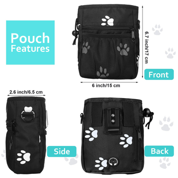 Šunų maisto ir skanėstų maišelis, su dideliu talpa, atskiras skyrius šiukšlėms, iš Oxford audinio