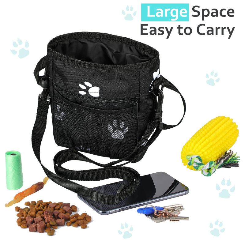 Šunų maisto ir skanėstų maišelis, su dideliu talpa, atskiras skyrius šiukšlėms, iš Oxford audinio