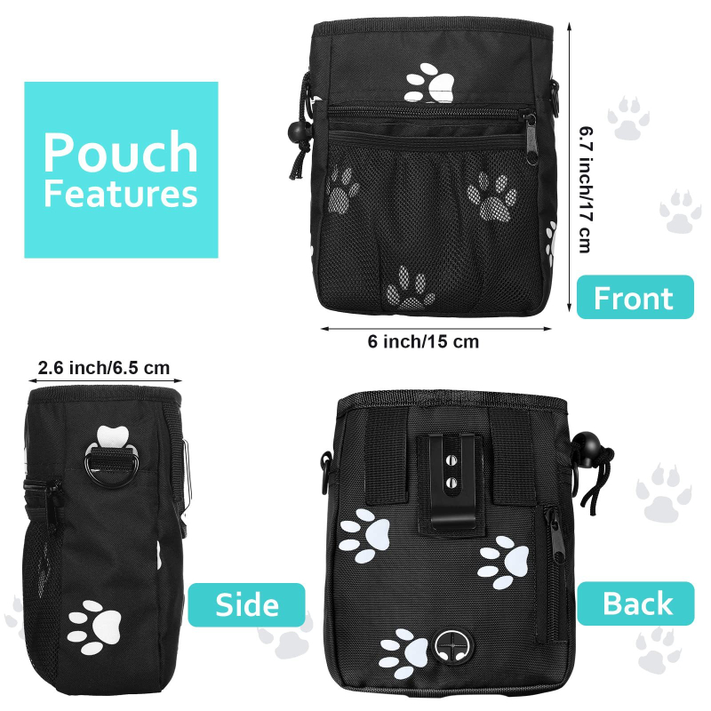 Šunų maisto ir skanėstų maišelis, su dideliu talpa, atskiras skyrius šiukšlėms, iš Oxford audinio