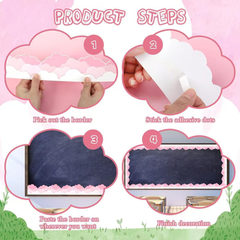 Αυτοκόλλητο περιθώριο διακοσμητικού τύπου σε σχήμα συννεφιού για πίνακα ανακοινώσεων (ZB88; κολλητικό; χωρίς παραμετροποίηση)