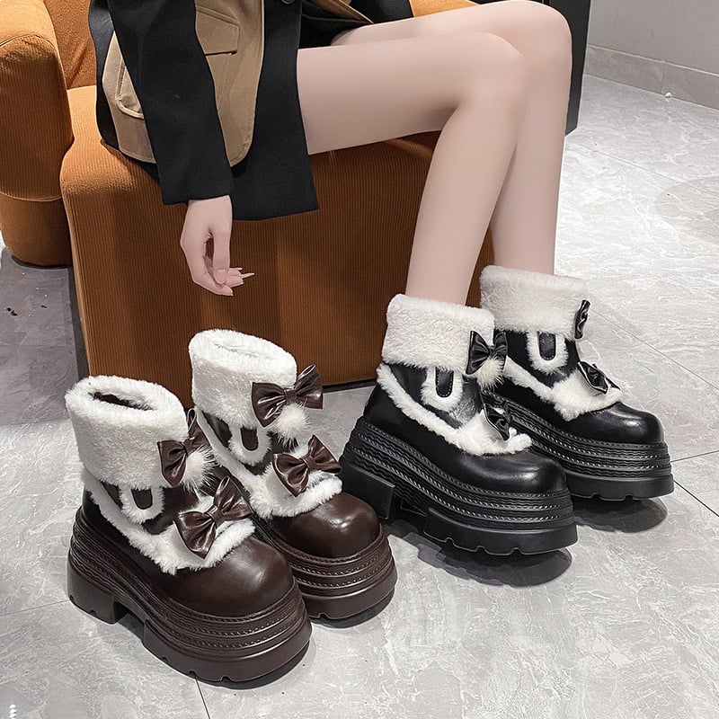 Moteriški Martin batai su pakelta padu, viršus iš mikropluošto, guminė pada, fleece vidus, apvali nosis